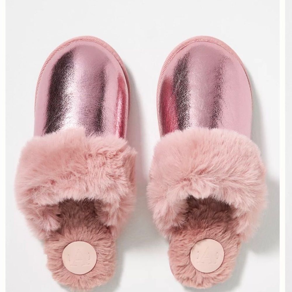 Anthropologie metallic scuff slippers Size M -8.5 US